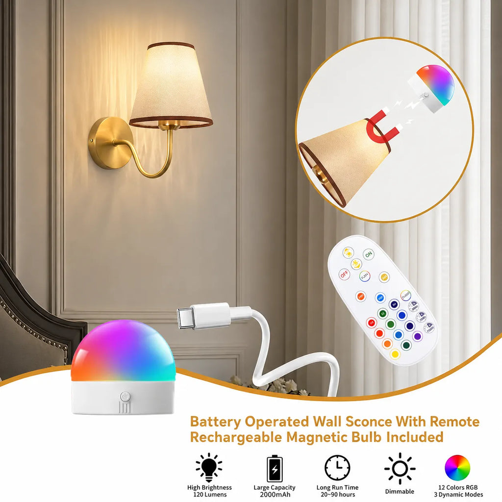 Wireless Wall Lights Curved (Set of 2) by VELLOR™