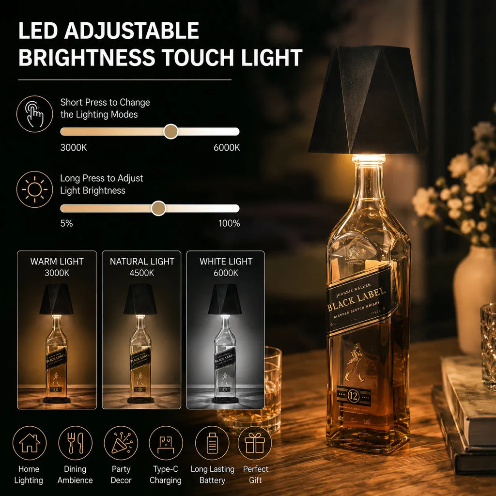 The Classic Cordless Bottle Lamp – Coffee | Turn Any Bottle Into a Statement Piece