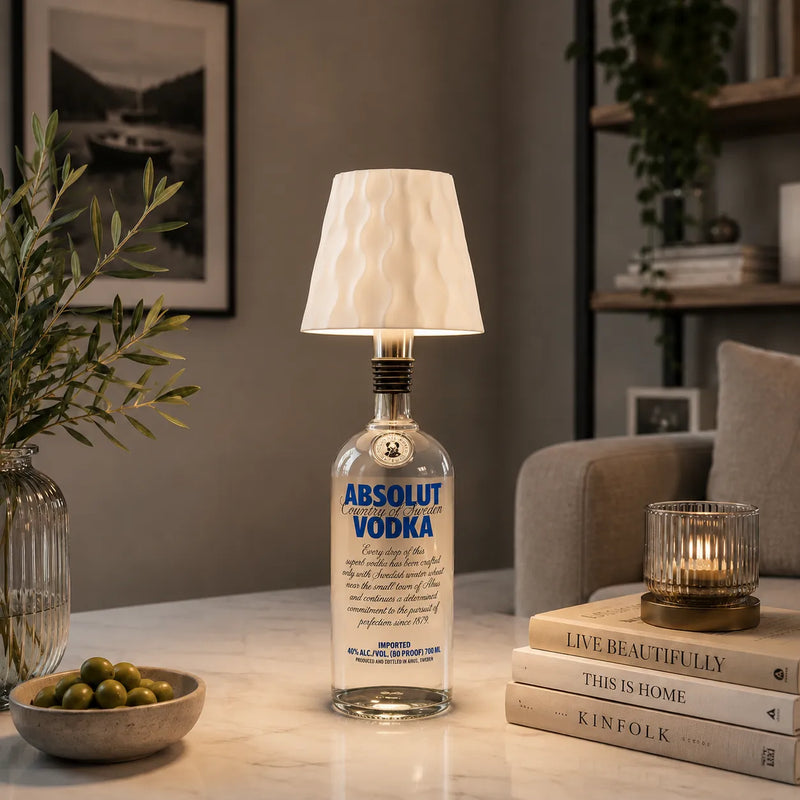The Rippled Cordless Bottle Lamp – White | Turn Any Bottle Into a Statement Piece