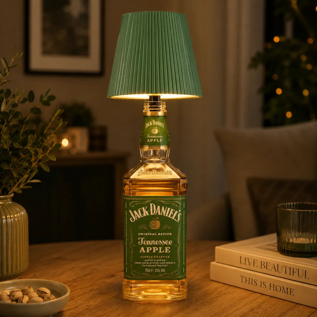 The Pleated Cordless Bottle Lamp – Green | Turn Any Bottle Into a Statement Piece