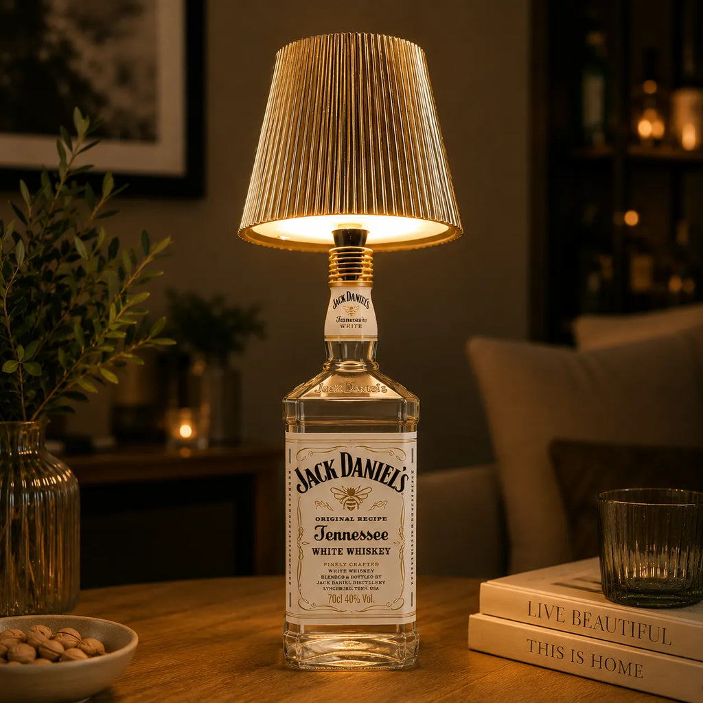 The Pleated Cordless Bottle Lamp – Bronze | Turn Any Bottle Into a Statement Piece