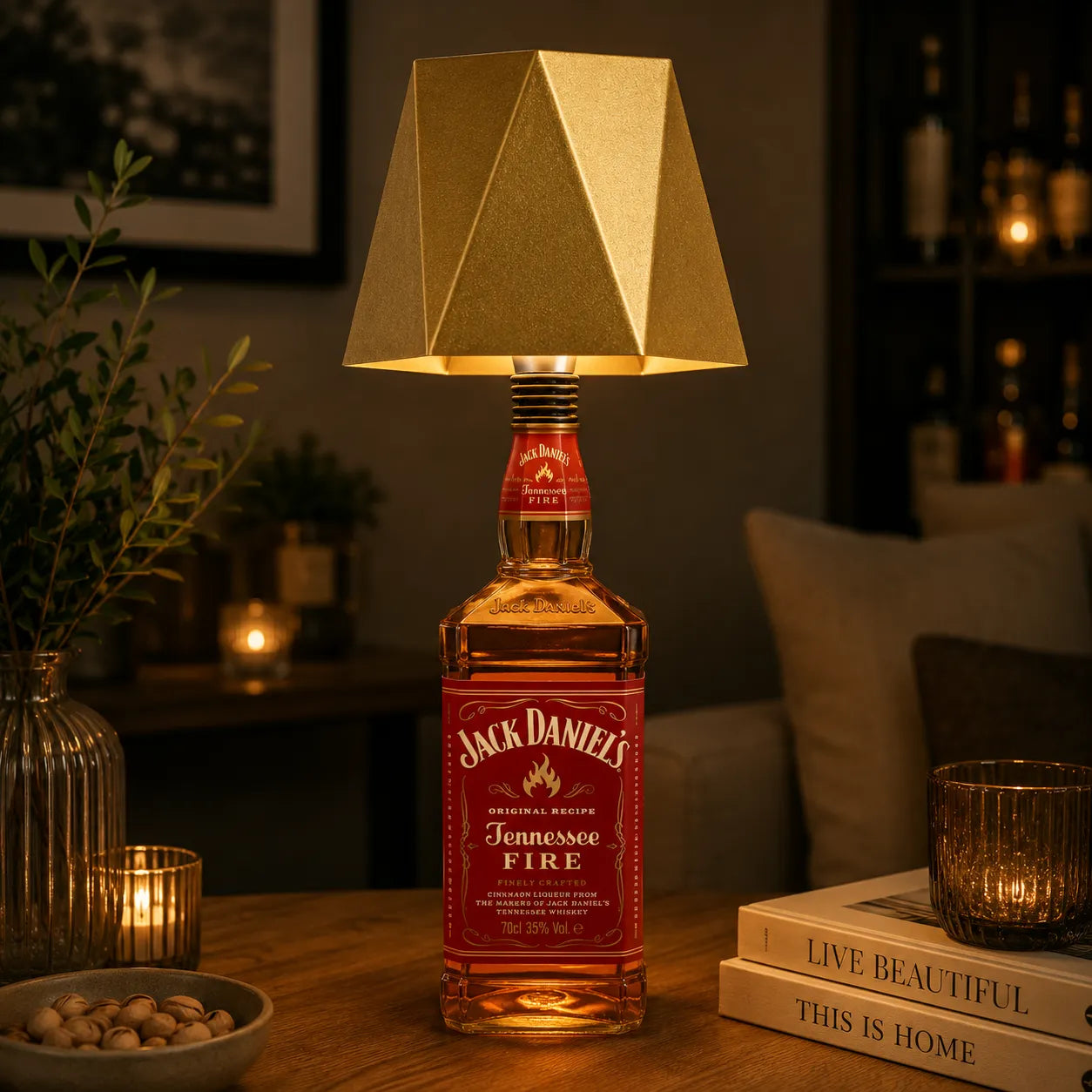 The Faceted Cordless Bottle Lamp – Gold | Turn Any Bottle Into a Statement Piece