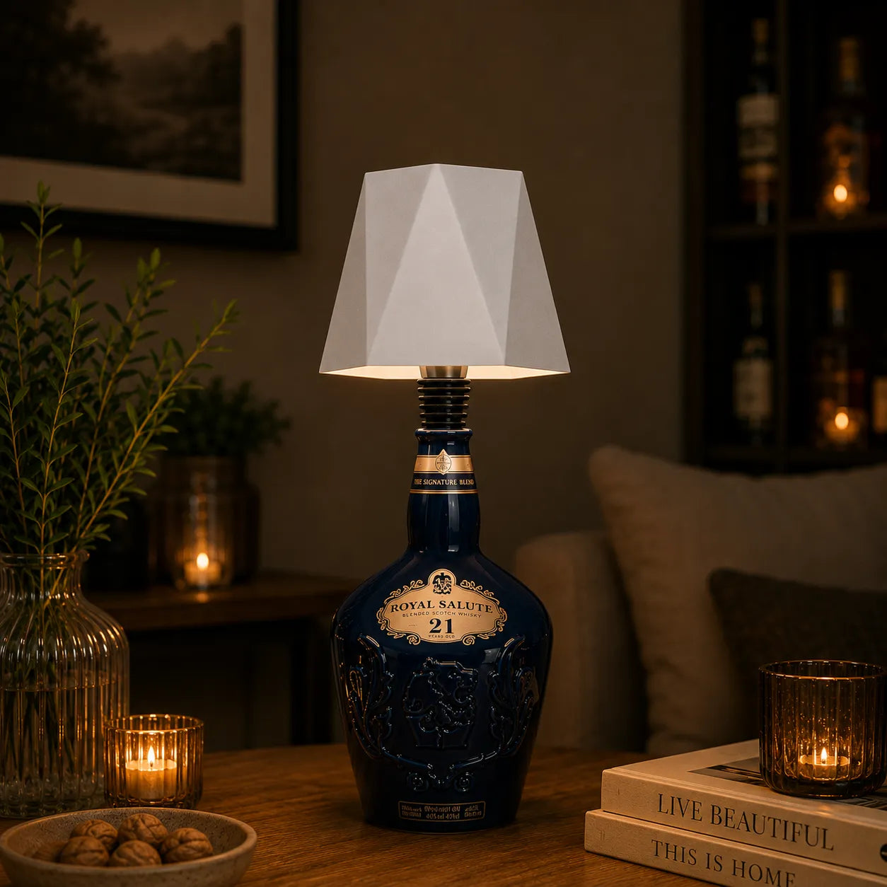 The Faceted Cordless Bottle Lamp – White | Turn Any Bottle Into a Statement Piece