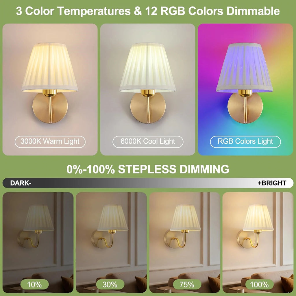 Wireless Wall Lights Pleated (Set of 2) by VELLOR™