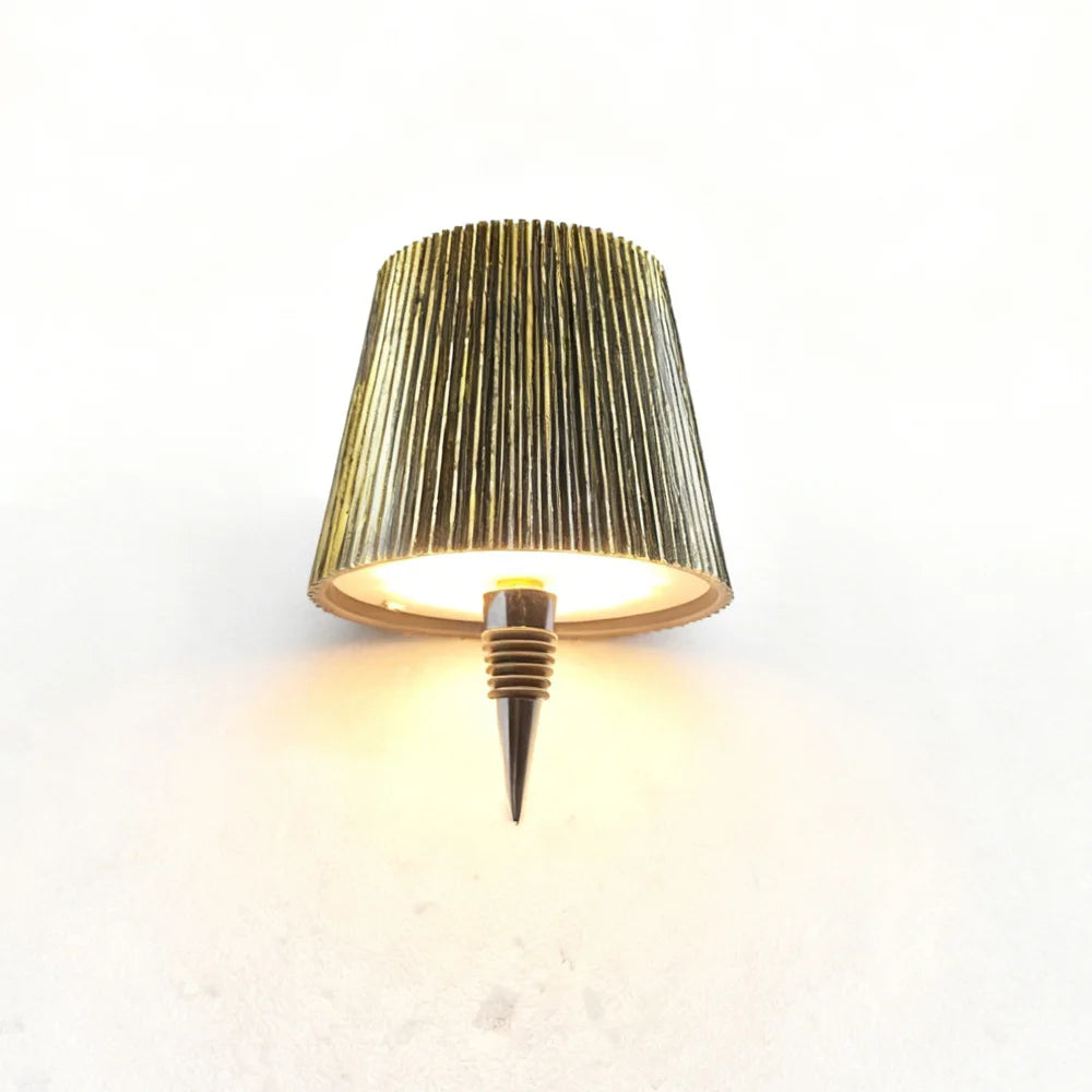 The Pleated Cordless Bottle Lamp – Bronze | Turn Any Bottle Into a Statement Piece