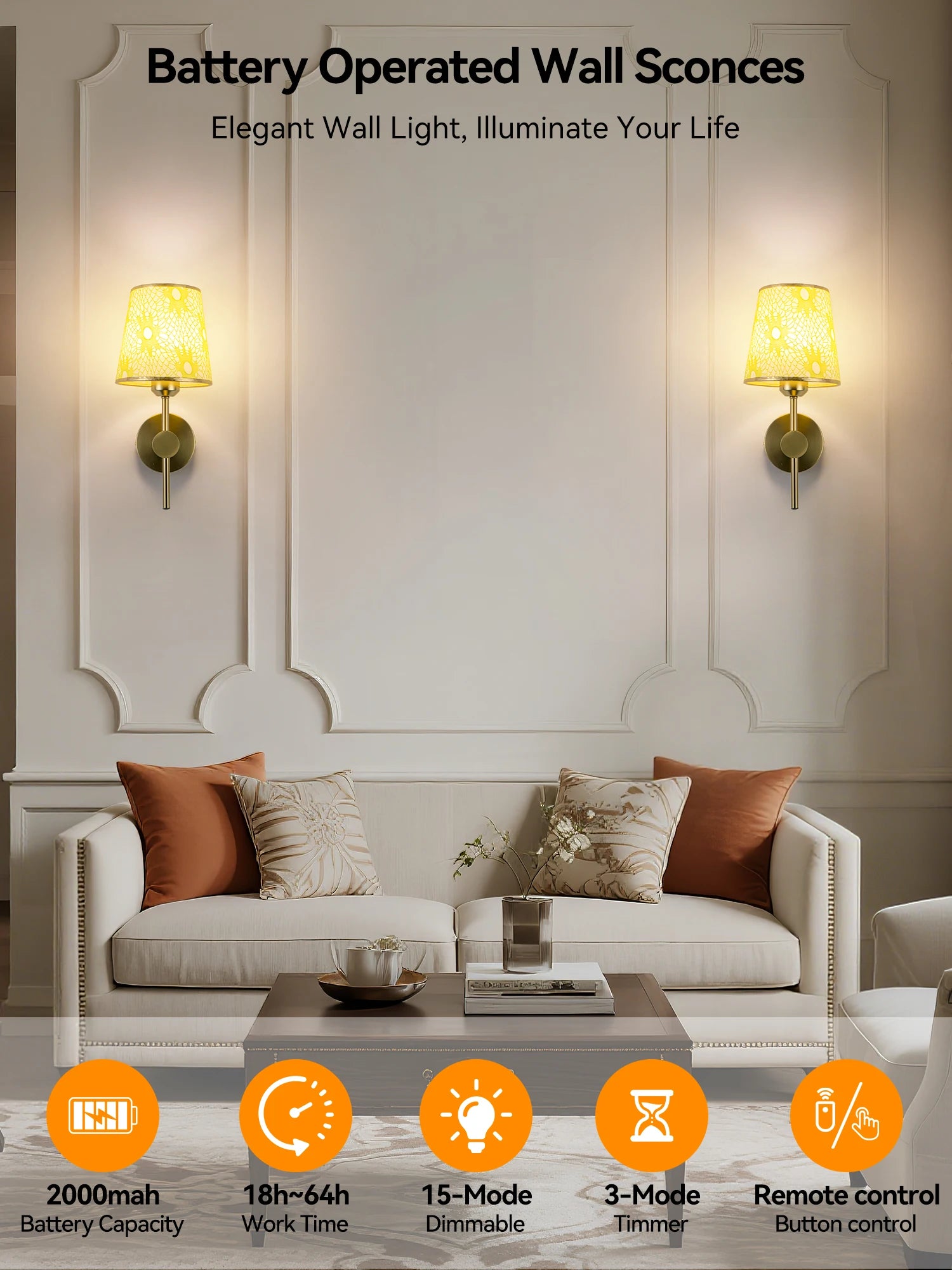 Wireless Wall Lights Mosaic (Set of 2) by VELLOR™