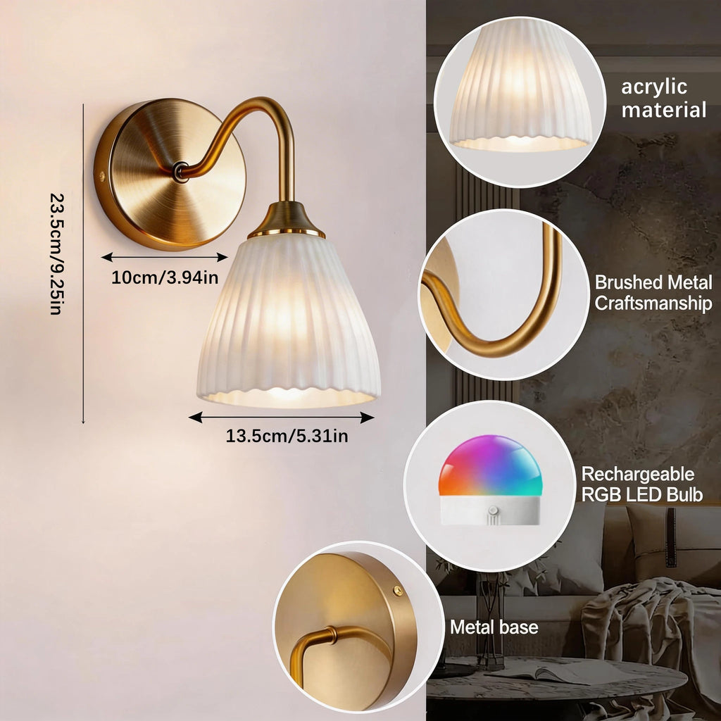 Wireless Wall Lights Fluted (Set of 2) by VELLOR™