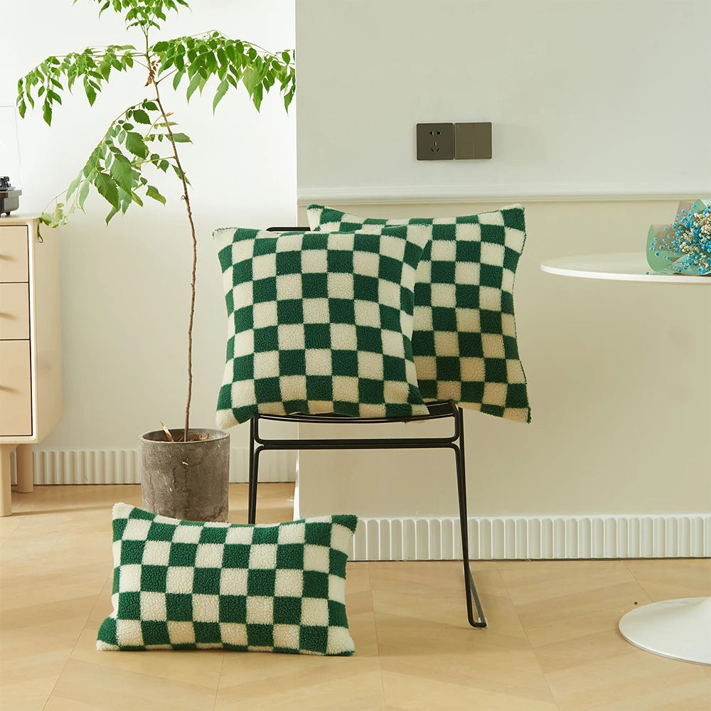 Two-Tone Check Cushion Cover