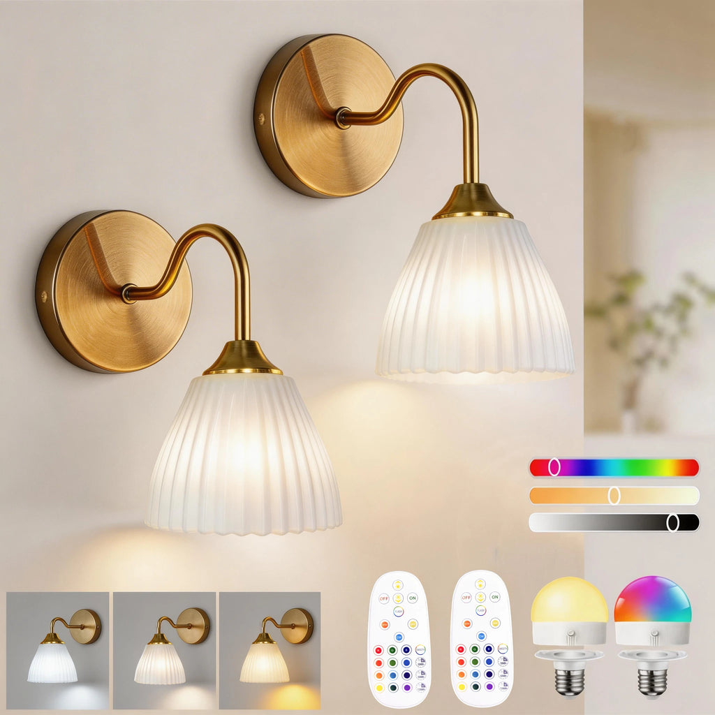 Wireless Wall Lights Fluted (Set of 2) by VELLOR™