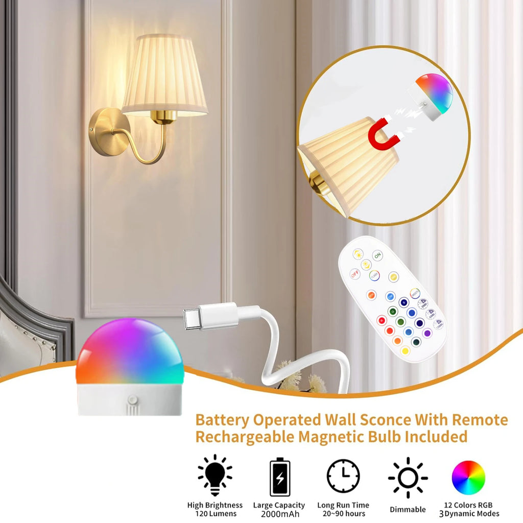 Wireless Wall Lights Pleated (Set of 2) by VELLOR™