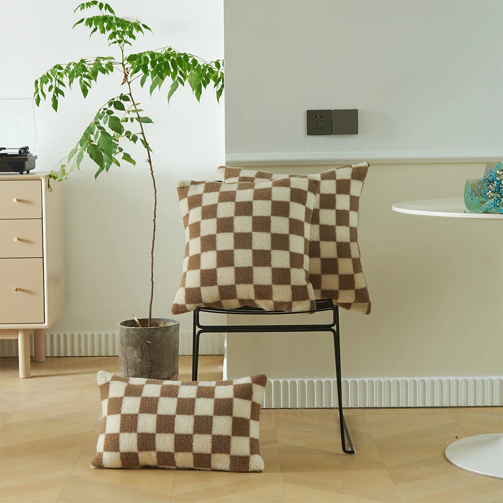 Two-Tone Check Cushion Cover
