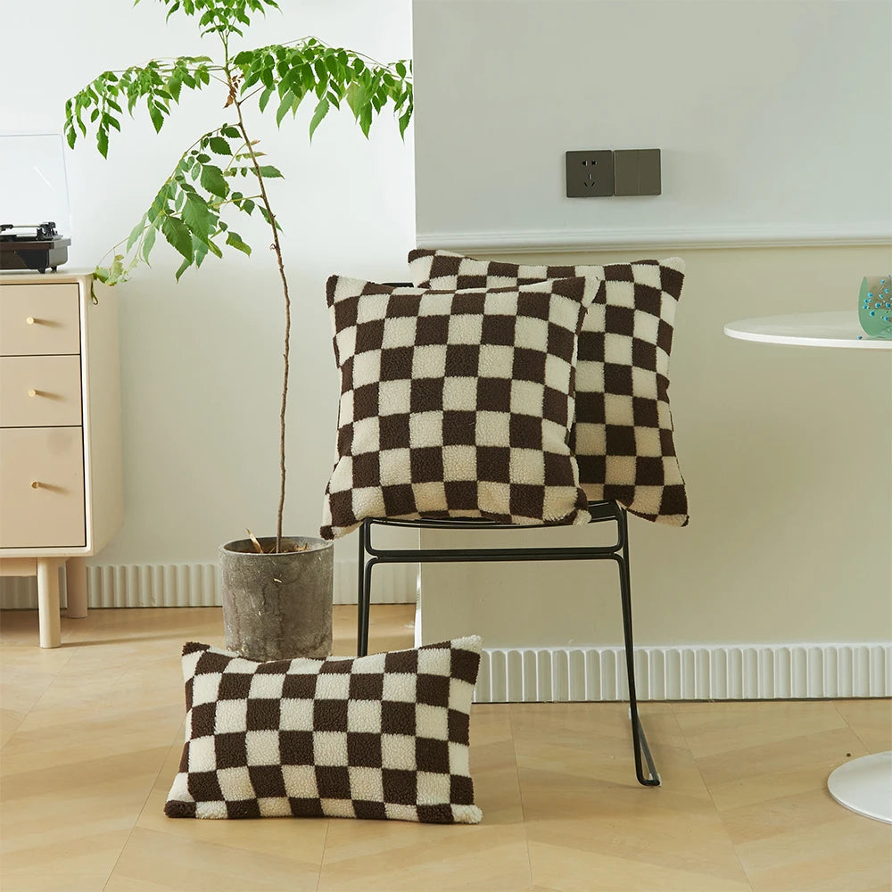 Two-Tone Check Cushion Cover
