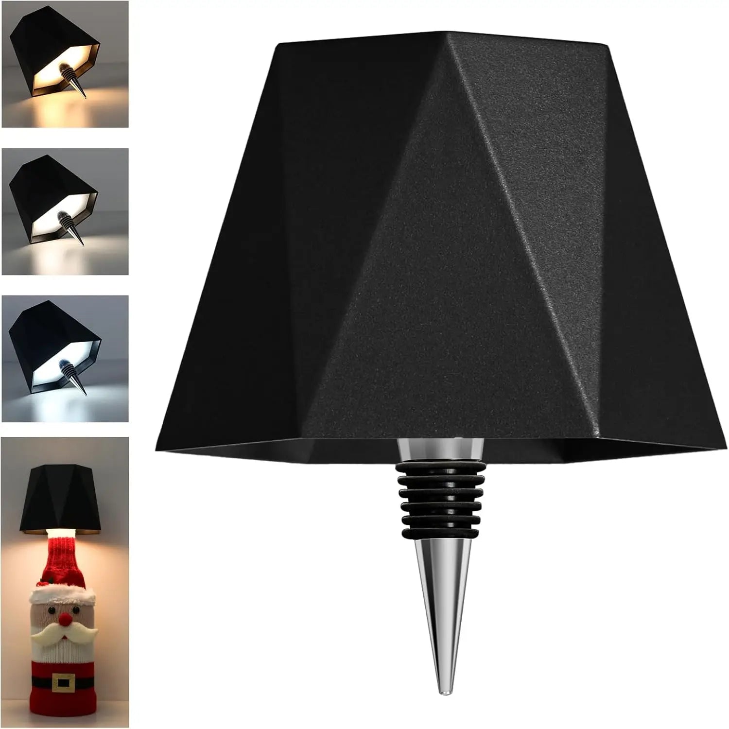 The Faceted Cordless Bottle Lamp – Black | Turn Any Bottle Into a Statement Piece