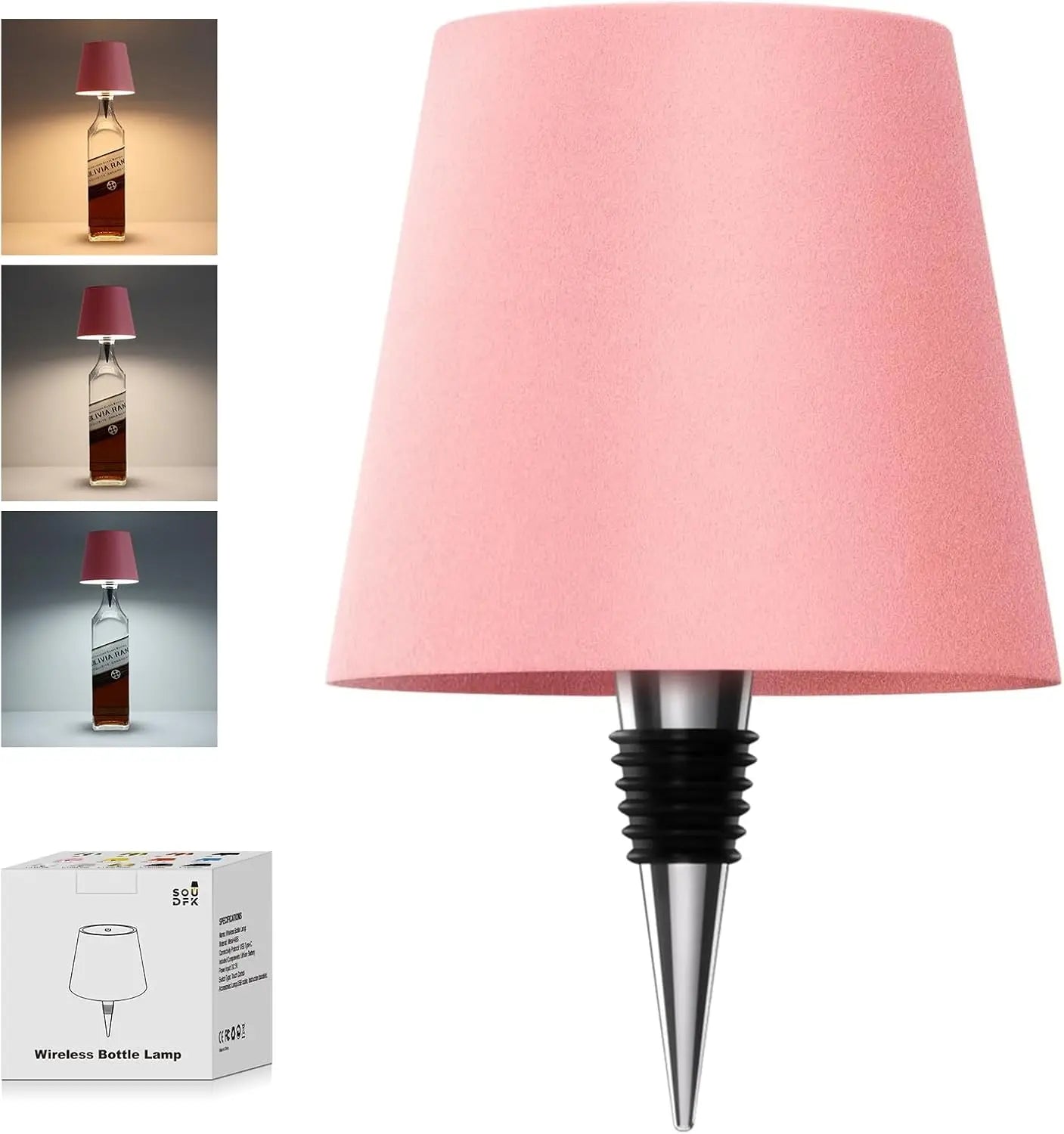 The Classic Cordless Bottle Lamp – Pink | Turn Any Bottle Into a Statement Piece