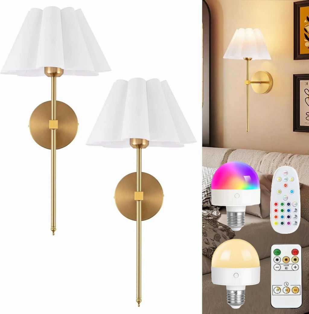 Wireless Wall Lights Pleated (Set of 2) by VELLOR™