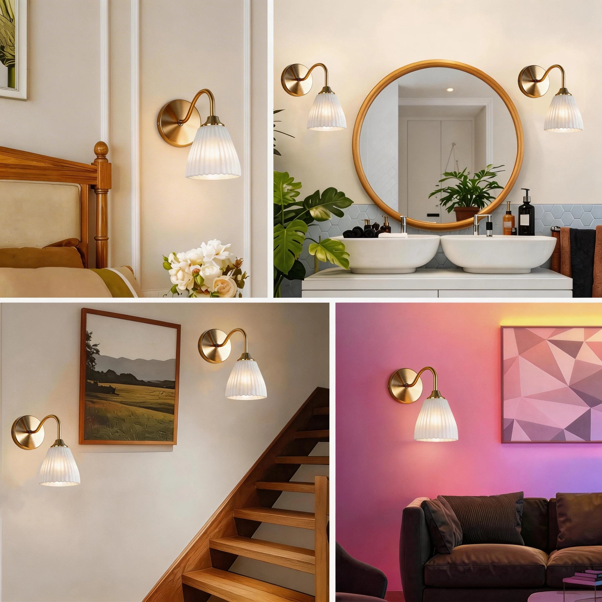 Wireless Wall Lights Fluted (Set of 2) by VELLOR™