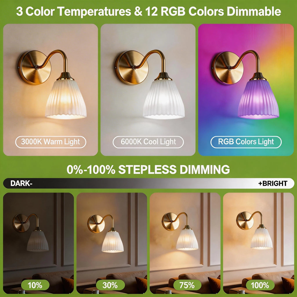Wireless Wall Lights Fluted (Set of 2) by VELLOR™