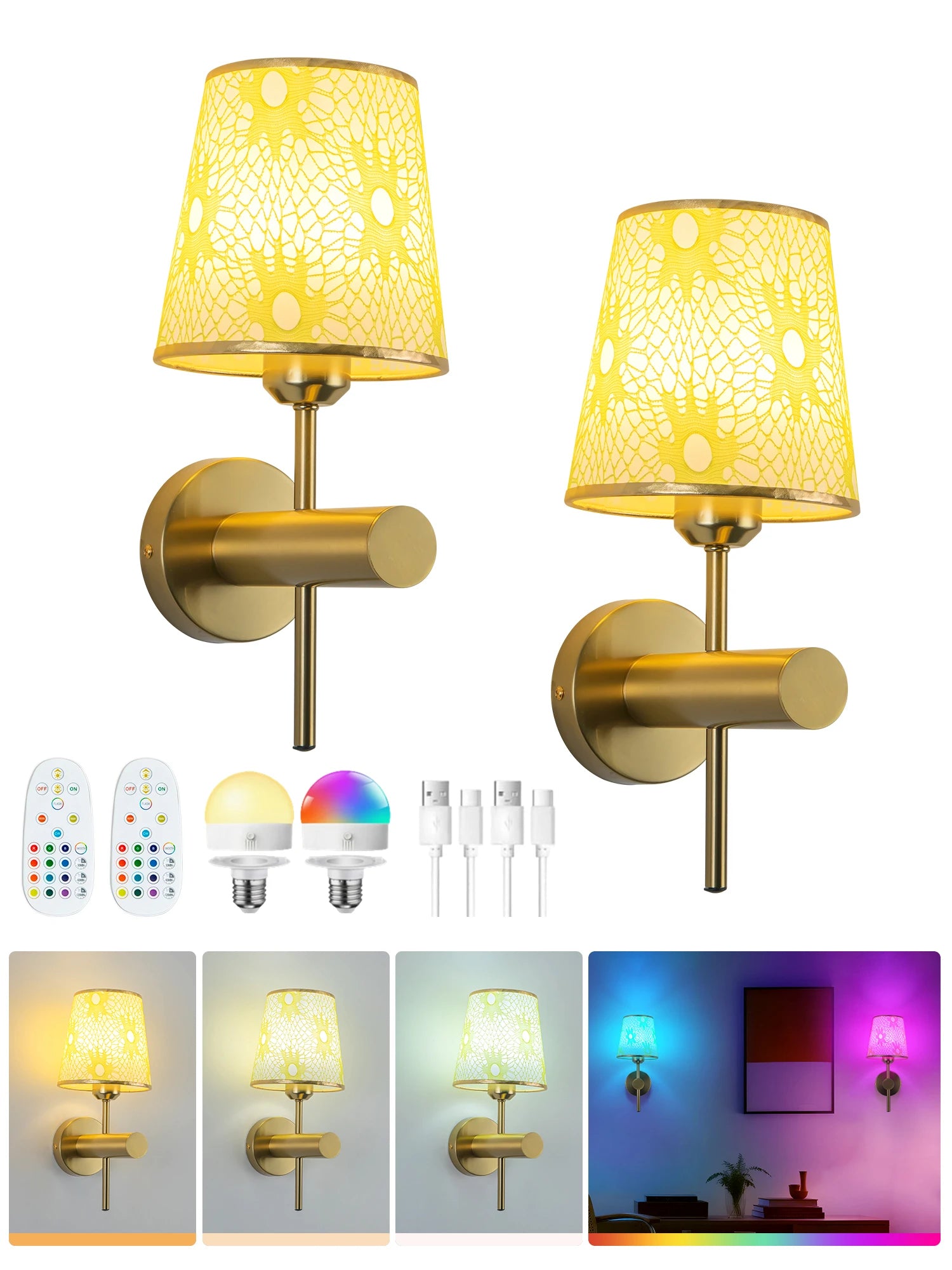 Wireless Wall Lights Mosaic (Set of 2) by VELLOR™