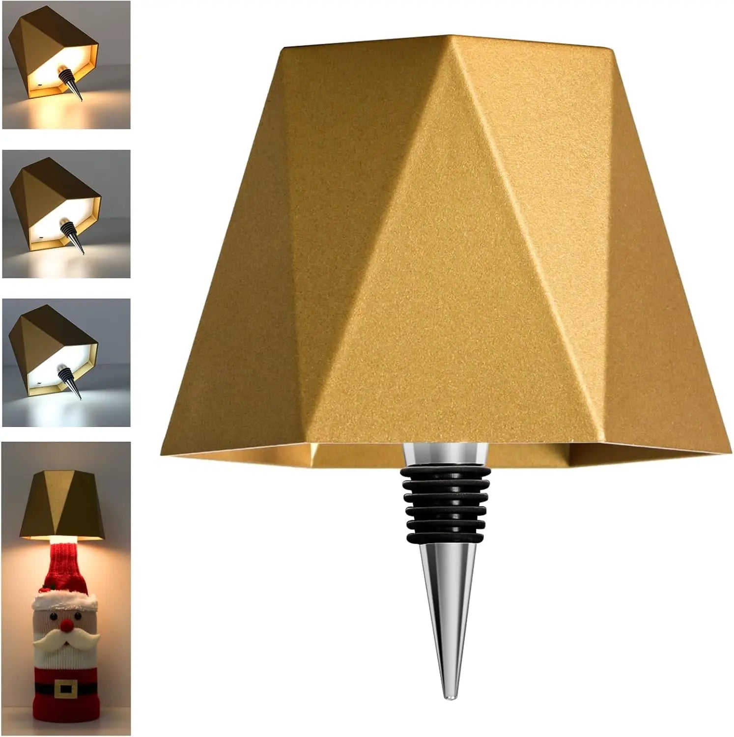 The Faceted Cordless Bottle Lamp – Gold | Turn Any Bottle Into a Statement Piece