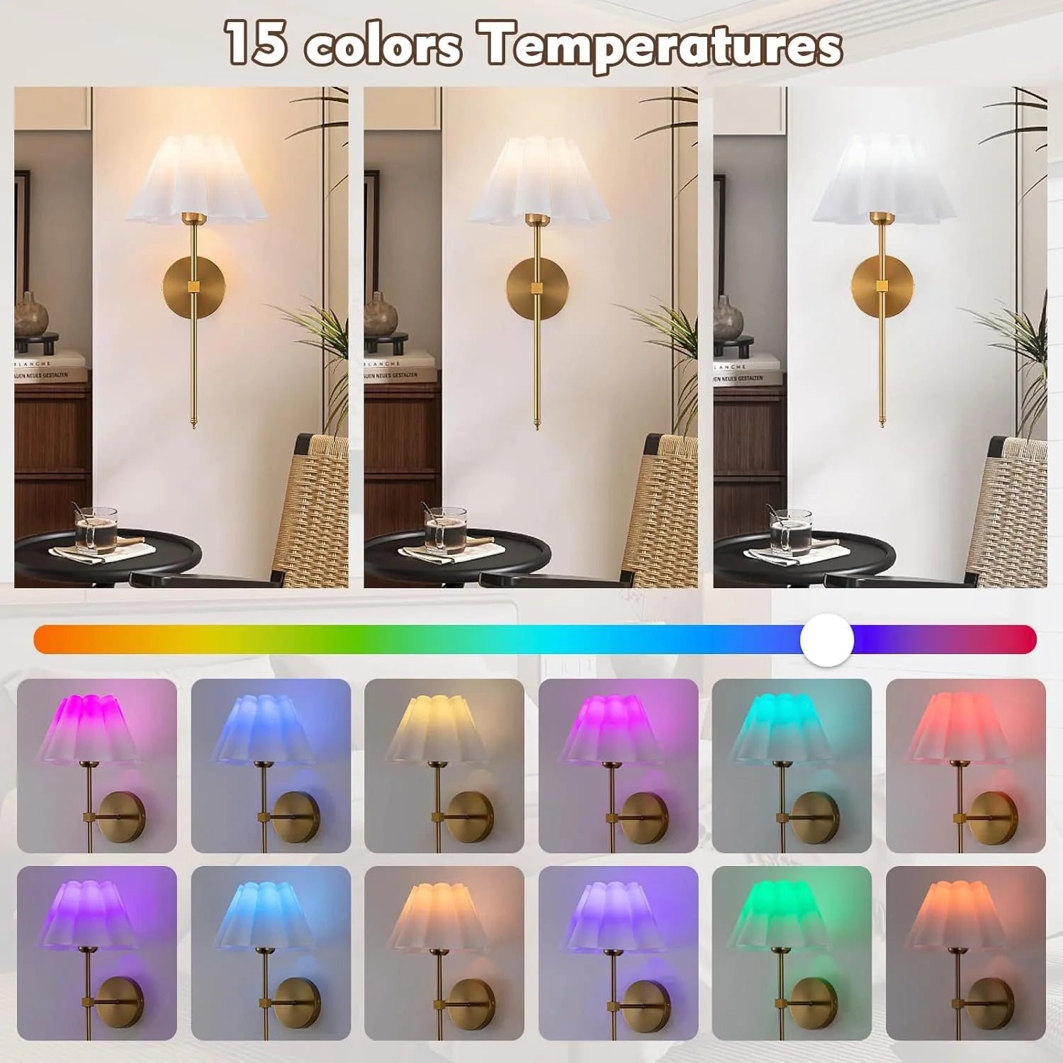 Wireless Wall Lights Pleated (Set of 2) by VELLOR™