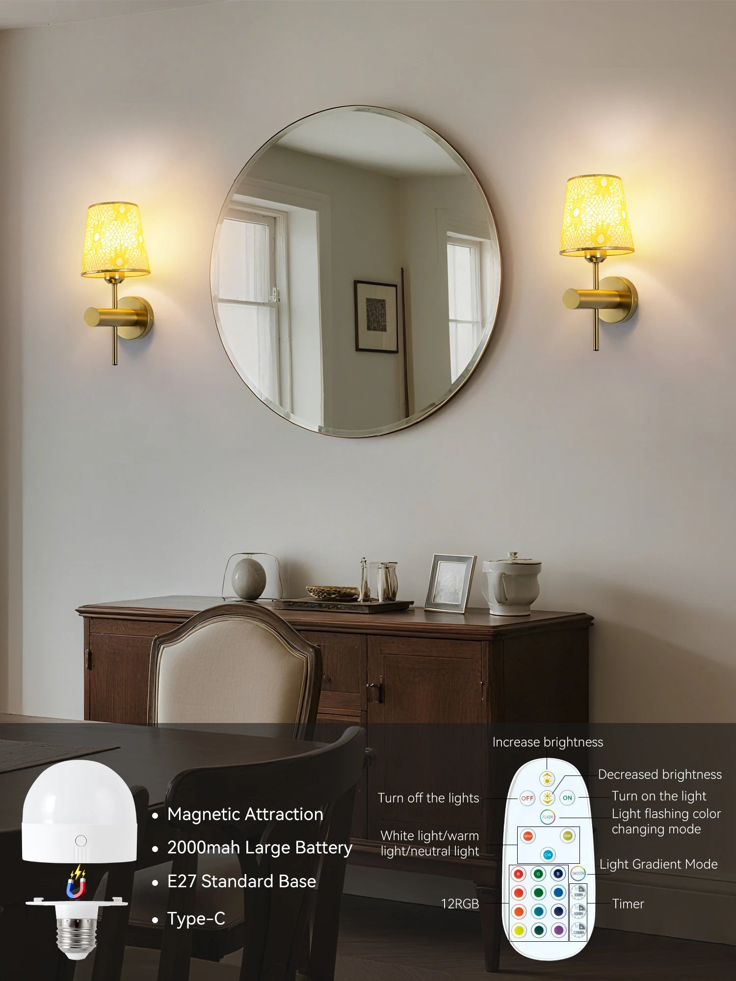 Wireless Wall Lights Mosaic (Set of 2) by VELLOR™