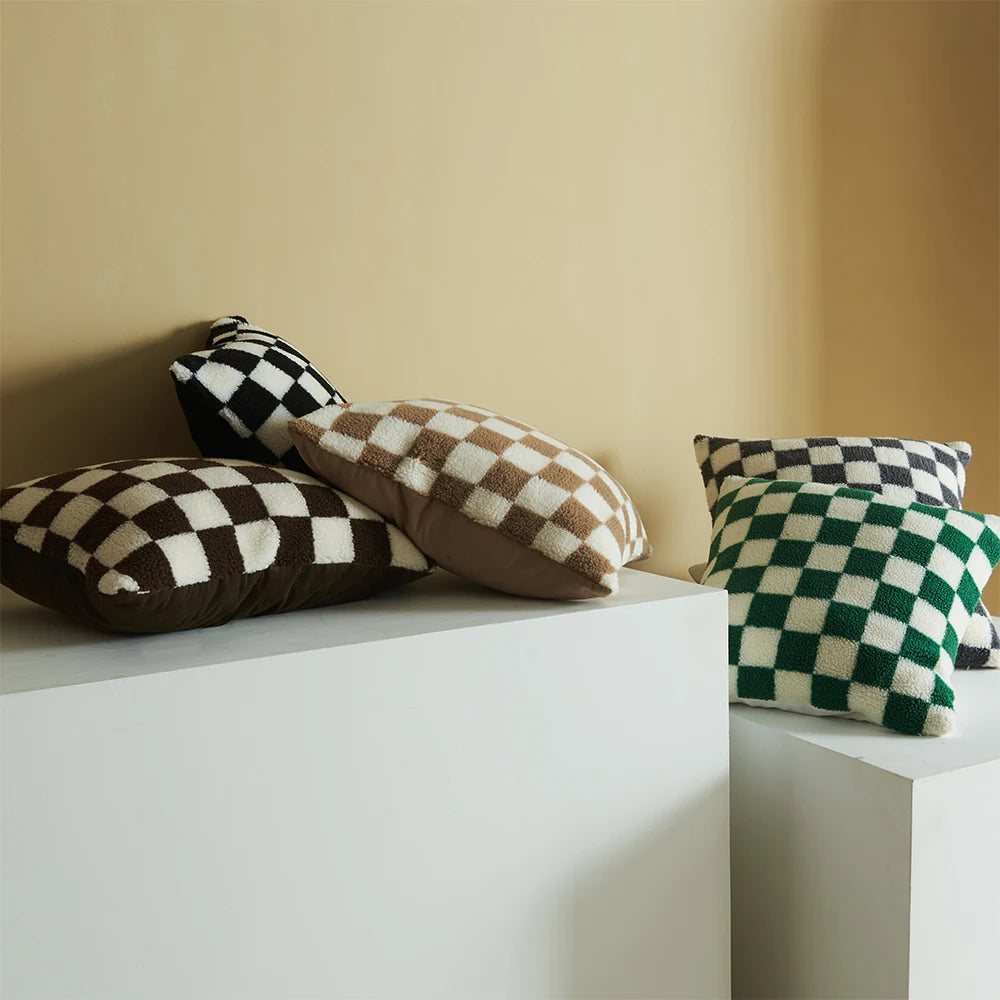 Two-Tone Check Cushion Cover
