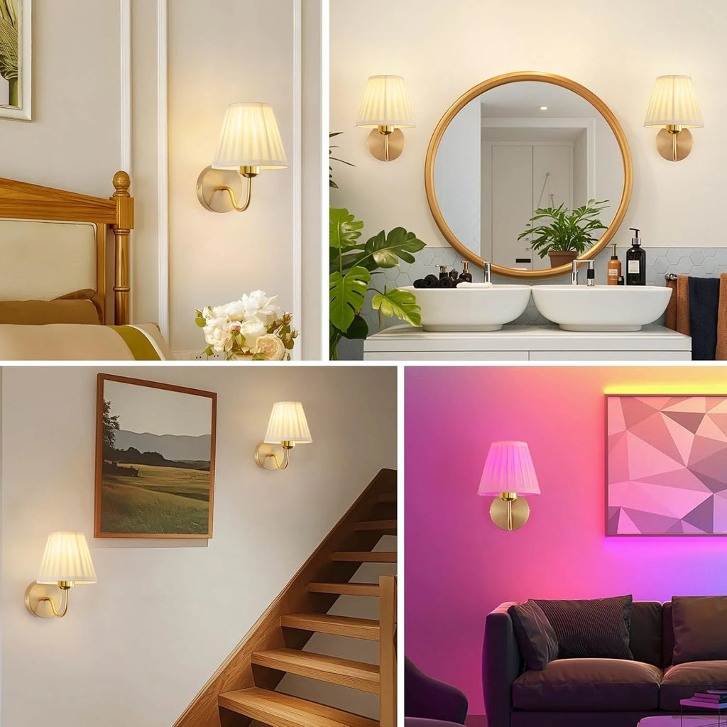 Wireless Wall Lights Pleated (Set of 2) by VELLOR™