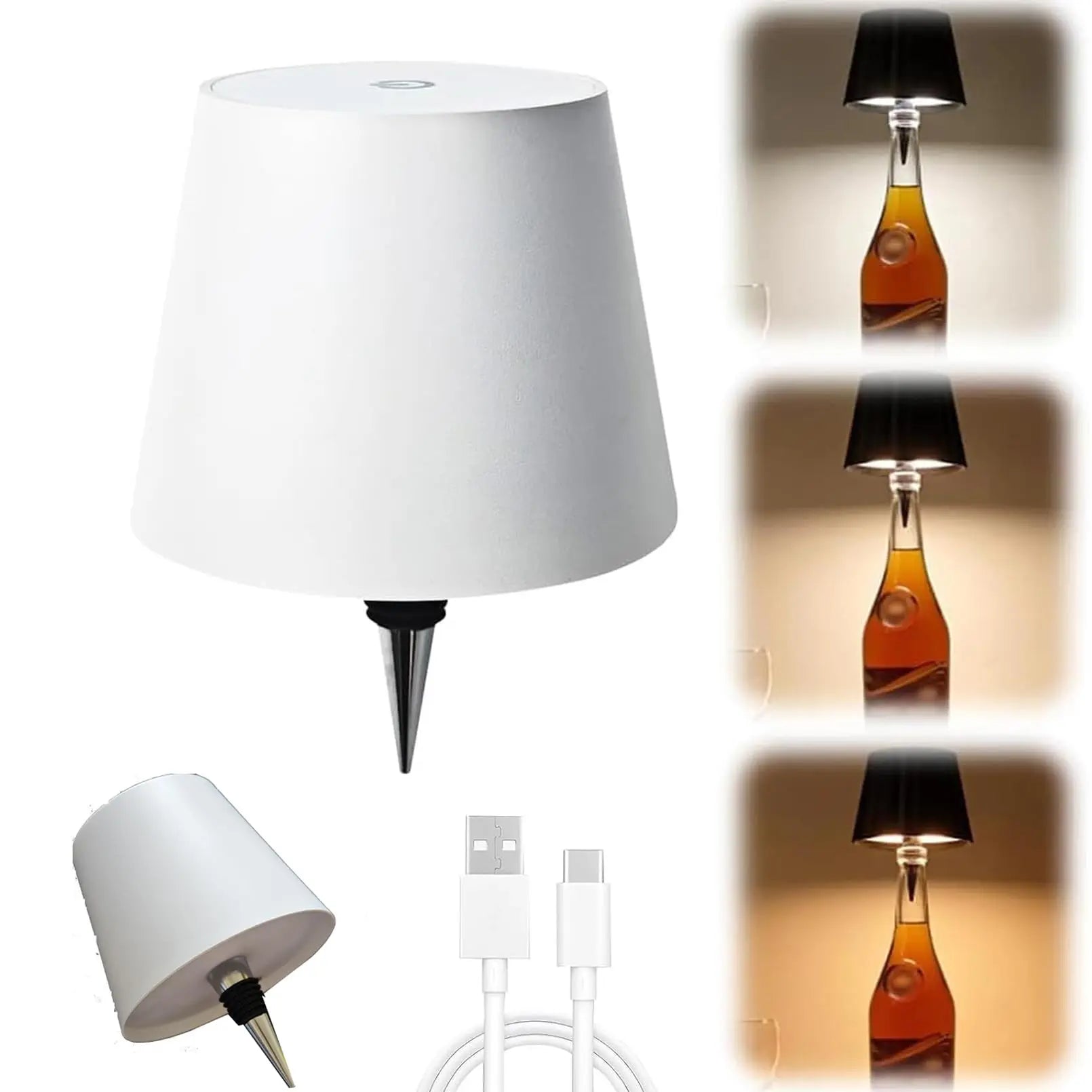 The Classic Cordless Bottle Lamp – White | Turn Any Bottle Into a Statement Piece